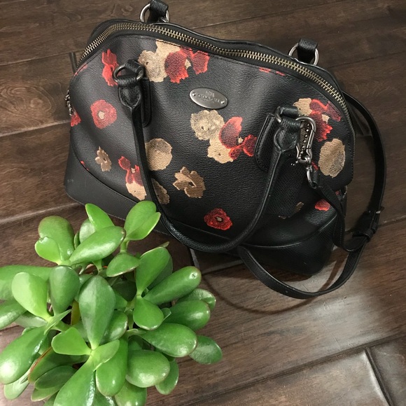Coach Handbags - Coach Black Floral Cora Satchel